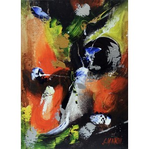 S. M. Naqvi, Acrylic on Canvas, 10  x 14 Inch, Abstract Painting, AC-SMN-039